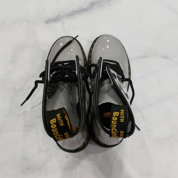 Dr. Martens 1460 Patent Leather Lamper Lace Up Boots Zinc Grey - Picture 3 of 7